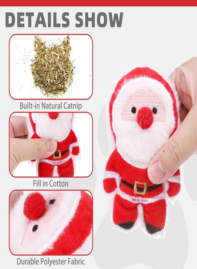 كولتيل مجموعة ألعاب كولتيل لعيد الميلاد للقطط، 5 قطع، لعبة سانتا كلوز ناعمة ومتينة على شكل شجرة عيد الميلاد محشوة بالنعناع البري الطبيعي، هدية تفاعلية مقاومة للعض لتنظيف أسنان القطط المنزلية والقطط الصغيرة - Image 3